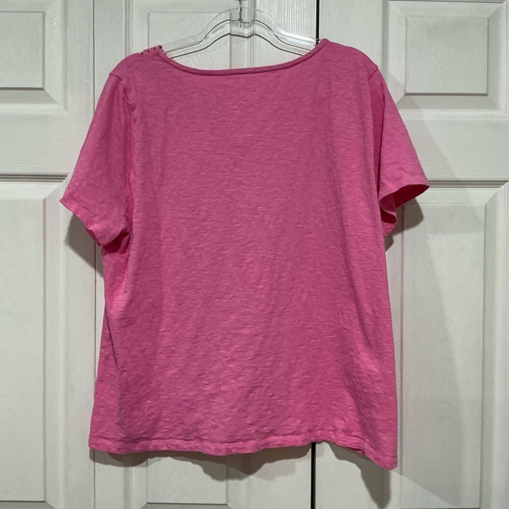 🩷 Talbots Pink Cotton V-neck T-shirt Women’s - Size 2X - Picture 3 of 4